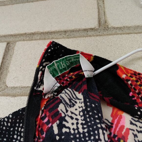 Vintage 60s 70s Mini Dress 30"B JR Bazaar Abstract Long Sleeves Mod GoGo Retro - Picture 9 of 10